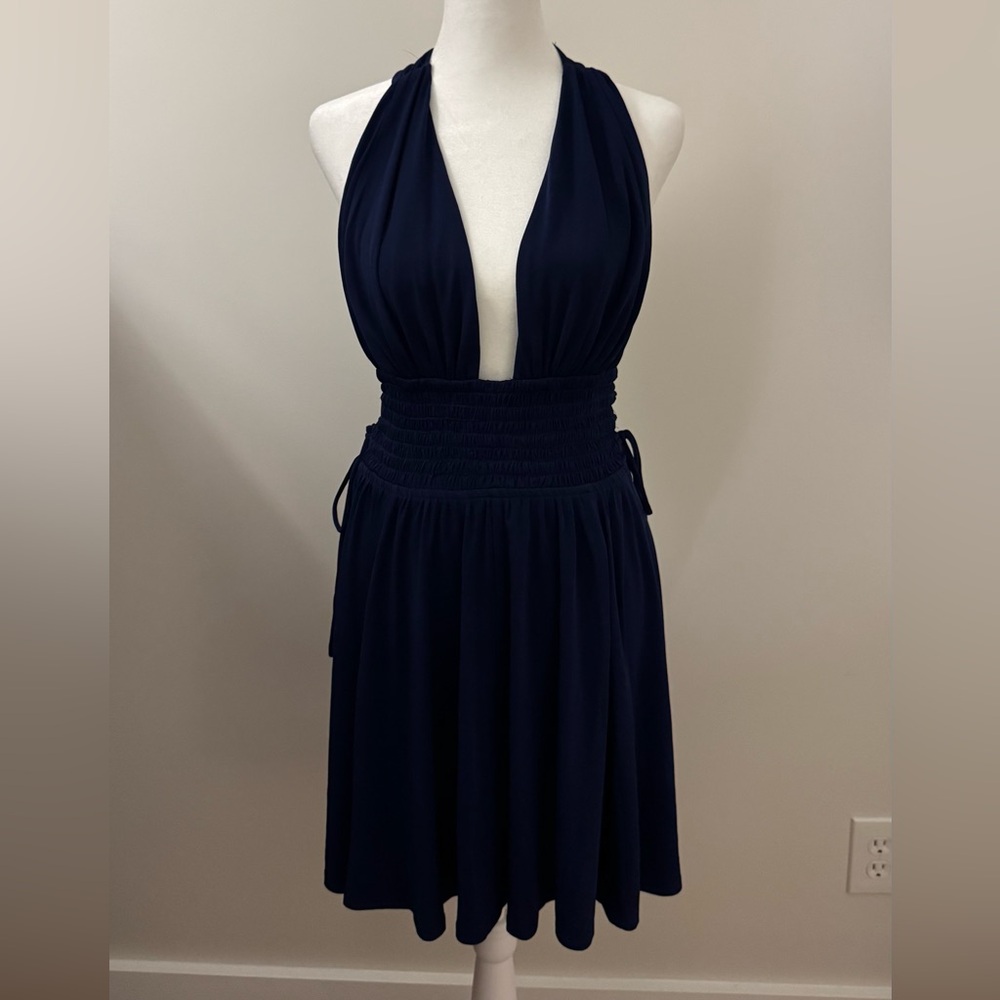 Express Midnight Blue Halter Dress
